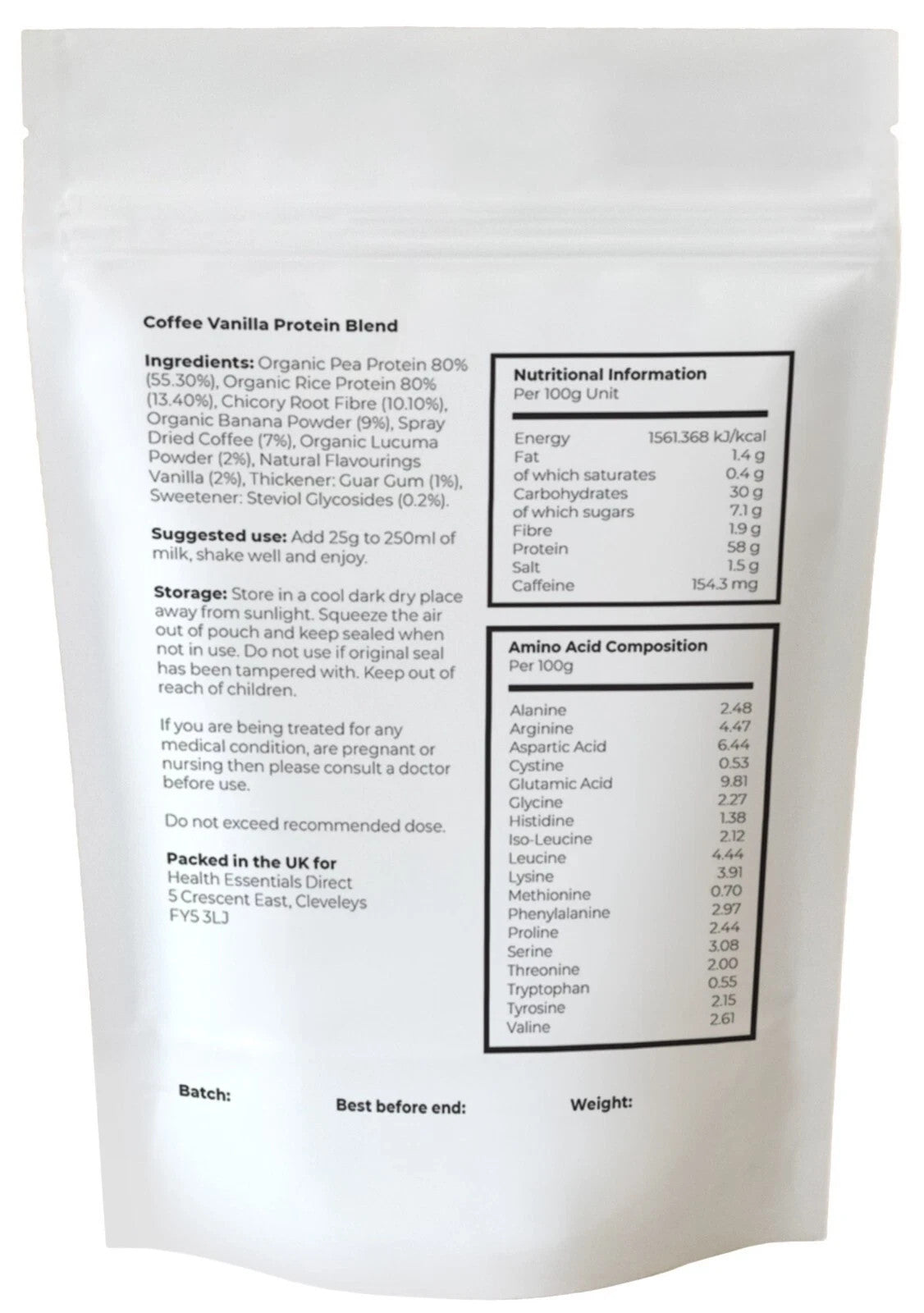 Vegan Coffee & Vanilla Protein Powder