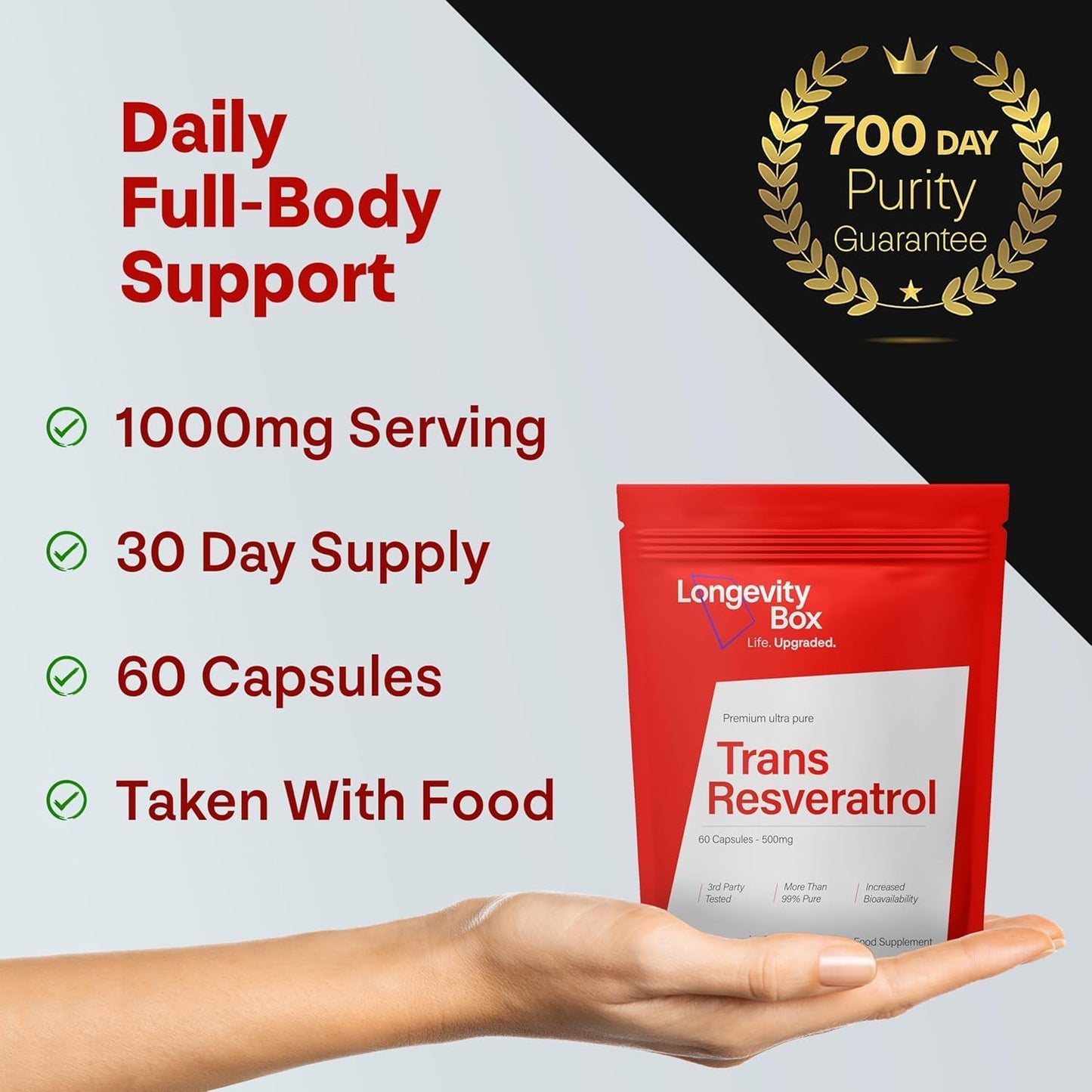 Trans Resveratrol 1000mg – 60 Capsules