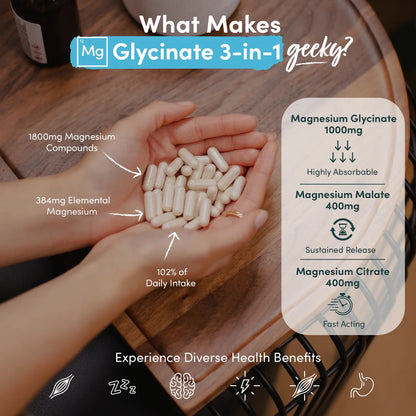 Magnesium Glycinate 3-In-1 Complex, 1800Mg Magnesium Supplements High Absorption