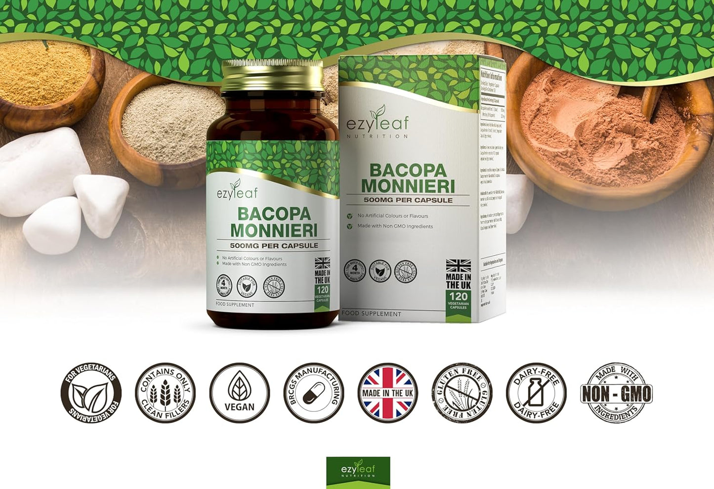 Ezyleaf Bacopa Monnieri 500mg – 120 Capsules