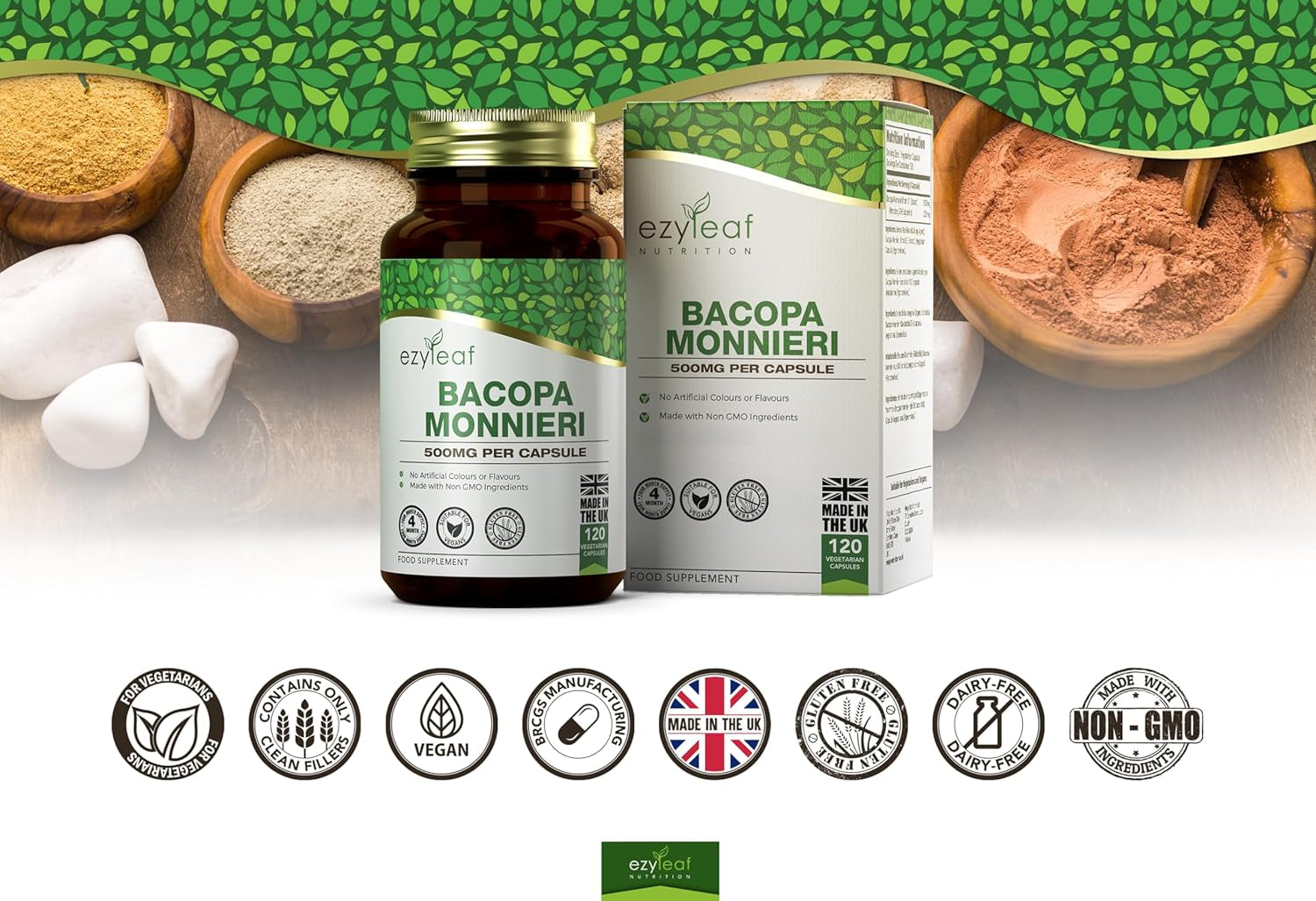 Ezyleaf Bacopa Monnieri 500mg – 120 Capsules