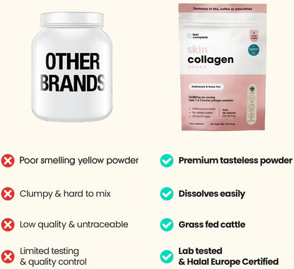 | Tasteless Collagen for Women | Grass Fed & Hydrolysed | Low Calorie | Premium Type 1 & 3 Bovine Collagen Peptides | Halal | anti Ageing | Hair, Skin & Muscles | 300G | 30 Servings