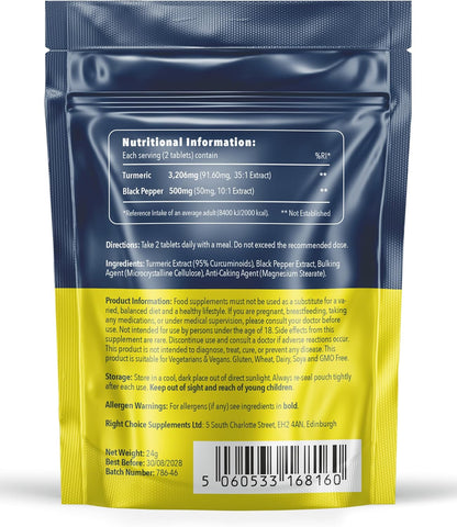 Turmeric & Black Pepper 3200Mg – 180 Vegan Tablets