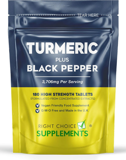 Turmeric & Black Pepper 3200Mg – 180 Vegan Tablets