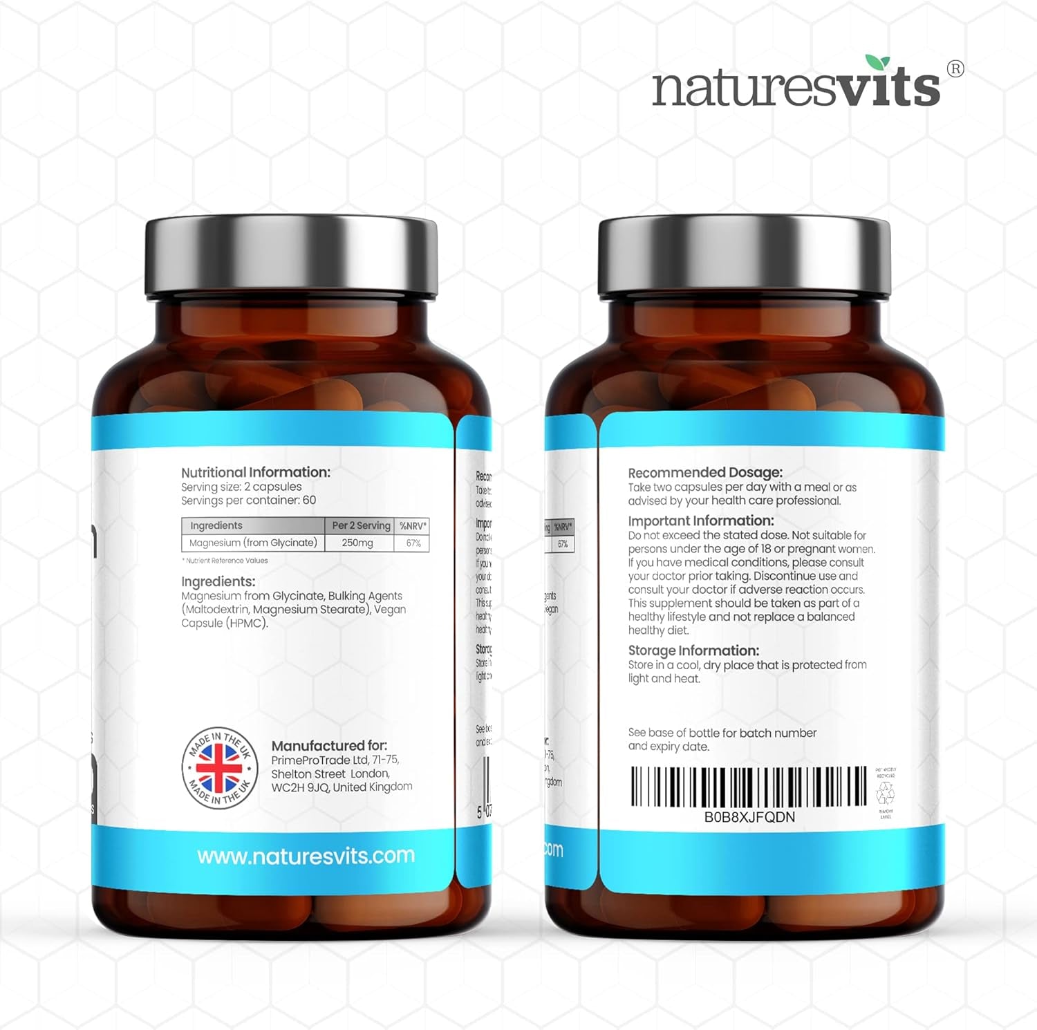 Magnesium Glycinate 250mg – 120 Capsules