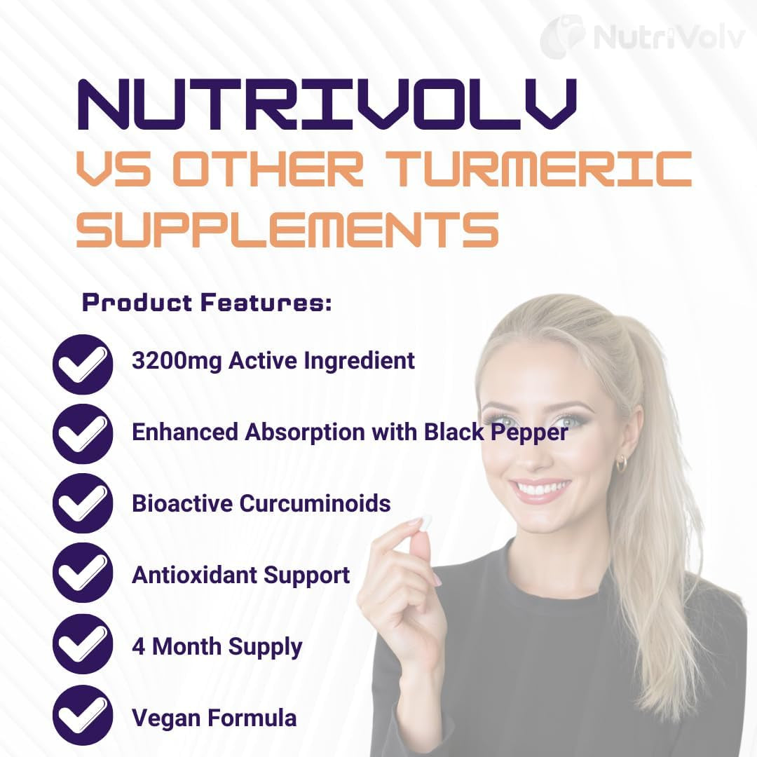 Turmeric Curcumin 3200Mg with Ginger & Black Pepper for Enhanced Absorption | High Strength | Organic | Vegan 120 Tablets | Joint Support, Inflammation & Pain Relief