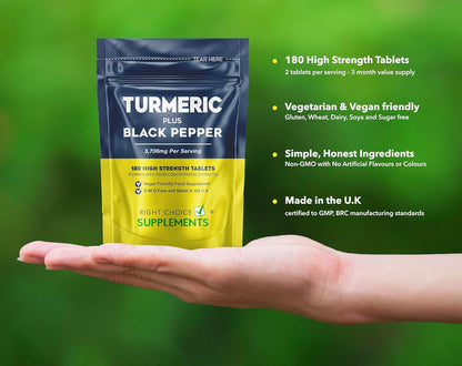 Turmeric & Black Pepper 3200Mg – 180 Vegan Tablets