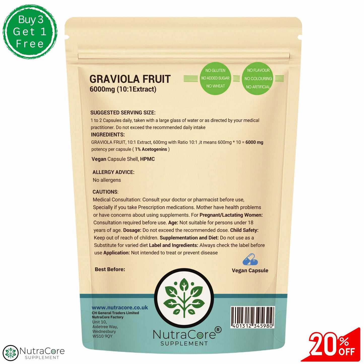 Graviola Soursop 6000mg Capsules