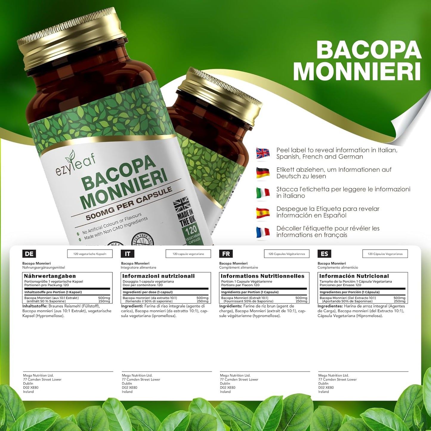 Ezyleaf Bacopa Monnieri 500mg – 120 Capsules
