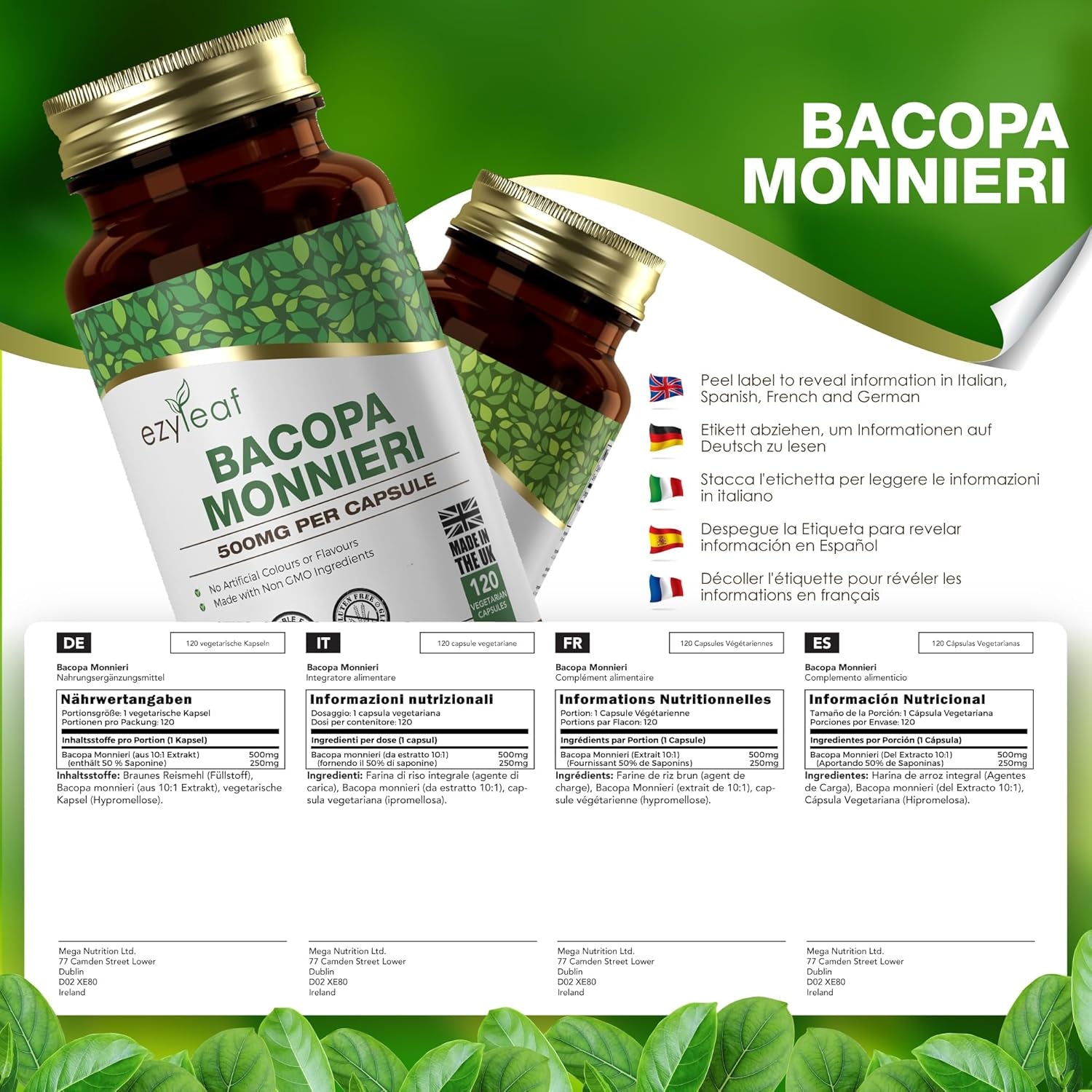 Ezyleaf Bacopa Monnieri 500mg – 120 Capsules